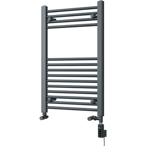 Zennor - Anthracite Dual Fuel Towel Rail H800mm x W500mm Thermostatic WIFI - Straight (1/3)