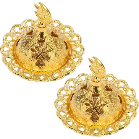 Brûleur d'encens conique avec couvercle, alliage doré antique, porte-cendres pour chambre et bureau, lot de 1, style rétro (1/5)