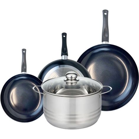 Ensemble de 3 Poêles de cuisson 20, 24 et 28 cm et 1 faitout 24 cm Elo Prima Brillant (1/5)
