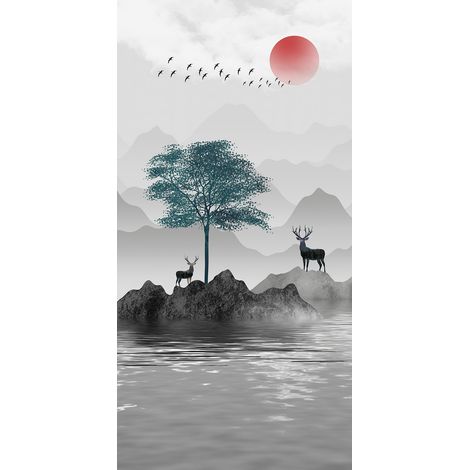 Papier peint panoramique - Cerfs - 130 cm x 260 cm (1/2)