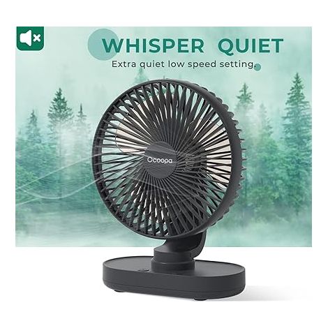 Ventilateur de table OCOOPA - Oscillation automatique 120°, batterie rechargeable 4000mAh, 12h d'autonomie, ultra silencieux - Pour bureau, maison et voyage (1/5)