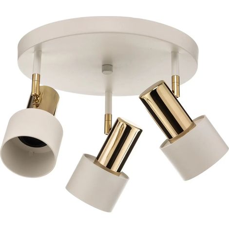 [NEUWERTIG] B-Ware Deckenstrahler Deckenleuchte Lampe Destin Weiß Messing Dreiflammig Stahl E27 Led