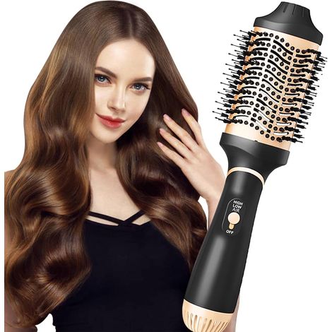 Brosse Soufflante,4 en 1 Ions Négatifs One-Step Chauffante Sèche-Cheveux avec 3 Températures,1000W Brosse Seche Cheveux Coiffante,Chauffante Brosse Coiffante Brosse à air Chaud (or) (1/5)