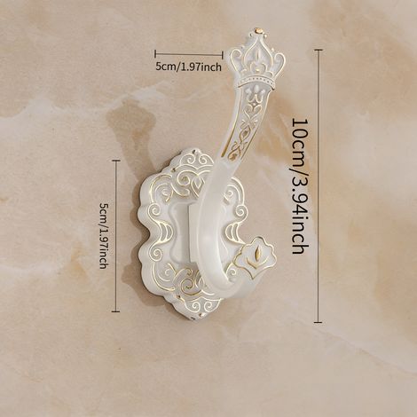Ensemble de trois crochets en ivoire de style couronne avec finition antique, livré avec fixations à vis. Crochets muraux polyvalents adaptés pour suspendre des serviettes, des clés, des sacs, des cha (1/4)