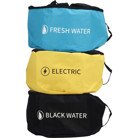 Sac de rangement pour tuyaux RV multifonction, 3 couches, pour tuyaux d'égout, eau noire, eau claire et câbles électriques. (1/5)