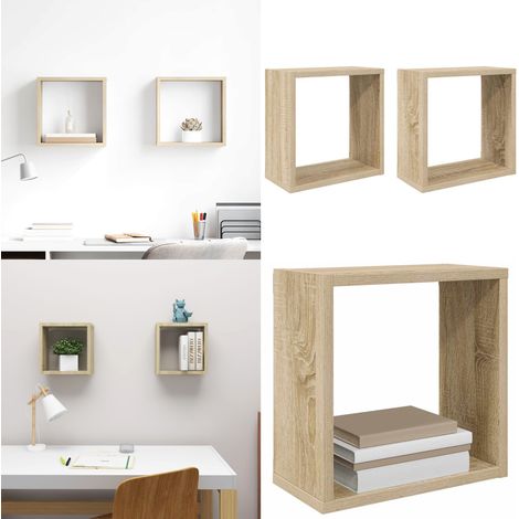 Étagères cube murales 2 pcs chêne sonoma 30x15x30 cm - Etagere Murale - Étagères Cubes - Rangement Mural - Décoration Murale - Meuble Salle À Manger - Home & Living (1/5)