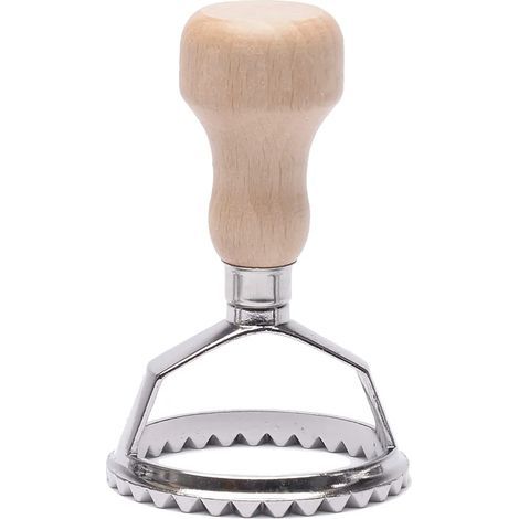 Ravioliformer mit Messer, Ravioliformer mit Holzgriff und Pizzaschneider, quadratische und runde Ravioliform für Kekse, Pasta, Teigtaschen (5er-Set) (1/5)