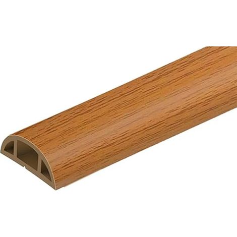 Gaine de câble de sol autocollante pour câbles d'intérieur et d'extérieur - Flexible - 1,5 m x 50 mm - Pour la maison, le bureau, la salle de sport et le garage - Grain de bois marron (1/5)