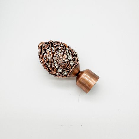Dos remates para barra de cortina: cabezas decorativas de hierro forjado con tornillos, de 25 mm, con brillantes pedrería (rojo antiguo). (1/5)