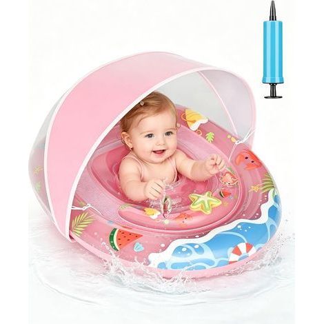 Bouee Bebe, Baby-Schwimmbeckenboje mit UPF 50+ Sonnenschutz, sicherer aufblasbarer Babyschwimmer mit Doppelairbag und verstellbarem Sitz, verhindert ein Überschlagen des Schwimmbeckens, für Kleinkinde (1/5)