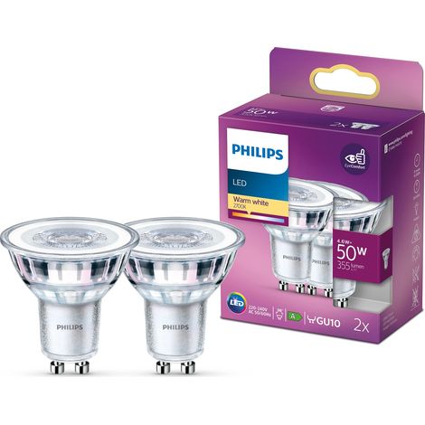 Philips LED Faretto, 2 pz, 50W, Attacco GU10, Luce Bianca Calda (1/5)