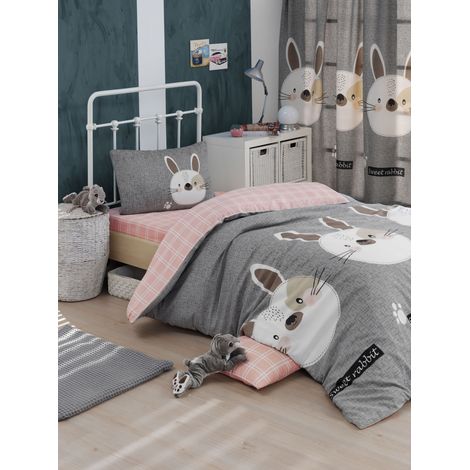 Funda nórdica, funda nórdica, ropa de cama Set Gris Marrón Blanco Rosa