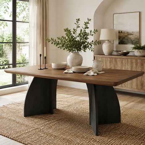 Mesa de comedor 160 x 80 cm para 4 a 6 personas, tablero MDF 4 cm, nogal DESVIAE (1/5)