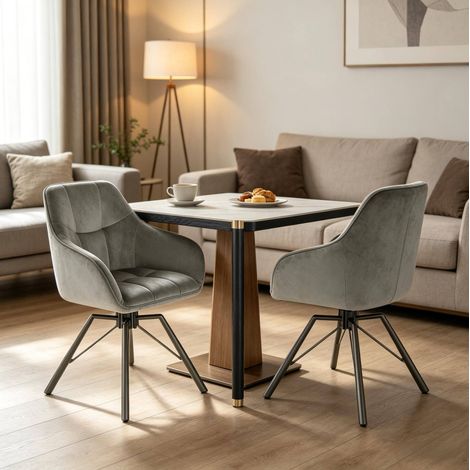 Sillas giratorias de comedor terciopelo gris oscuro OKMYHOME (1/5)