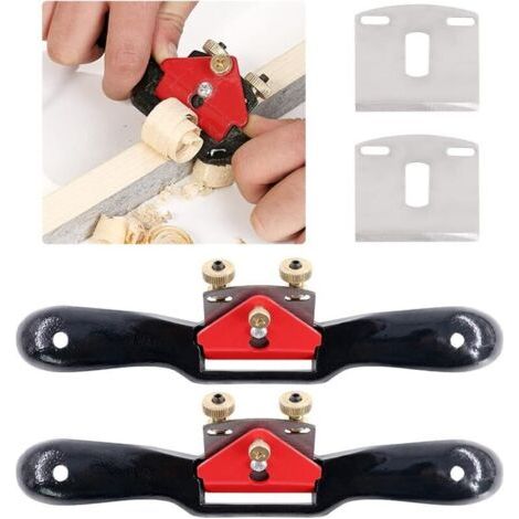 Lot de 2 rabots à rayons réglables de 9 po avec base plate et lame en métal pour le travail du bois, 2 lames supplémentaires (1/5)