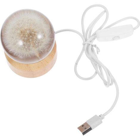 Lampe Boule Cristal Sculptée Pissenlit Veilleuse USB avec (1/5)