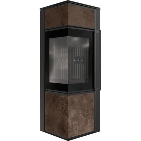 Kaminofen aus Stahl KRATKI TORA/S 8 kW Ø 150 Quarzsinter OXIDE MORO schwarz Verkleidung (1/5)