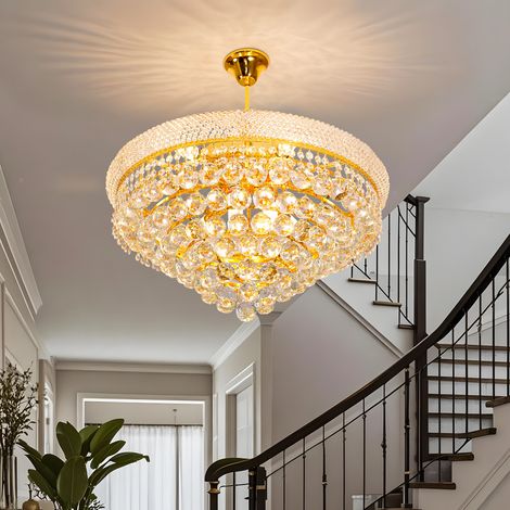 Empire Style Modern Glam Chandelier with Large Crystal Pendant Cone 61cm