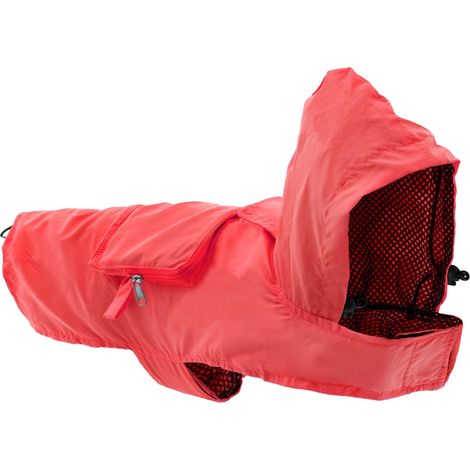 Record imperméable pour Chiens avec Capuche réglable Rouge XS - Veste de Pluie Pliable en Format de Poche avec Fermeture Auto-agrippante et Trou pour Laisse (1/4)