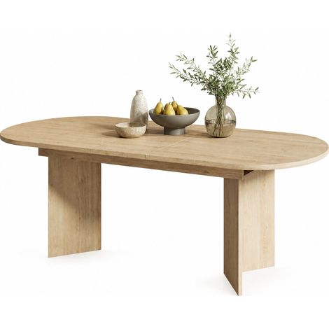 Tavolo da pranzo allungabile 120/160 x 80 cm in MDF colore rovere con angoli arrotondati MODENUIT (1/5)