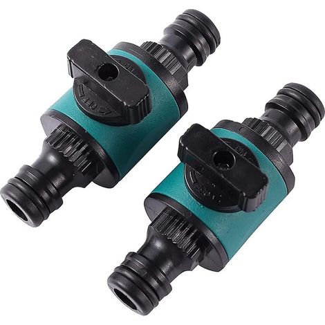 Raccord rapide adhésif Fly pour tuyau d'arrosage 16 mm, 2 pièces, avec robinet d'arrêt à 2 voies