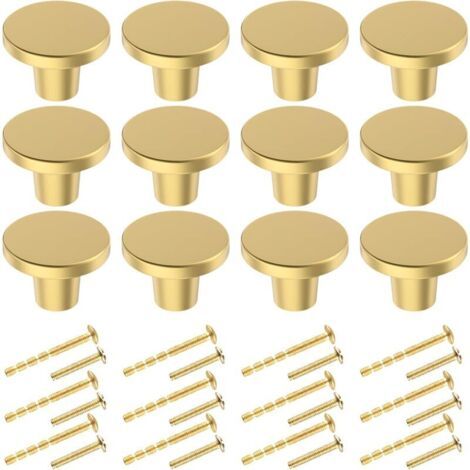 Boutons de Porte, Laiton Rond Boutons de Meuble, 20×25mm Vintage Poignées de Meuble dorée pour Commode, Armoire, Meuble, Porte (1/4)