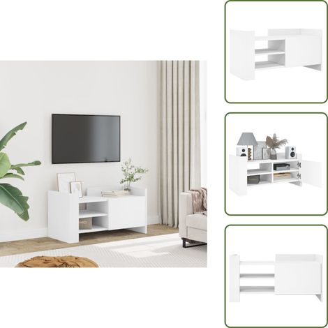 TV-Schrank Weiß 80x35x40 cm Holzwerkstoff - TV Schrank - Holzwerkstoff Möbel - Weißer TV Stand - Wohnzimmer Dekoration - Aufbewahrungsschrank