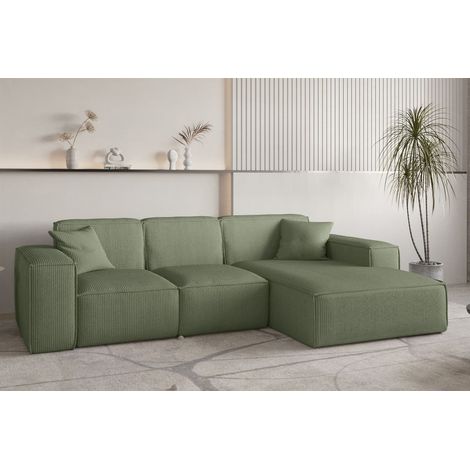 Ecksofa Designersofa CELES PREMIUM in Stoff Scala Forest Ottomane Rechts (1/4)