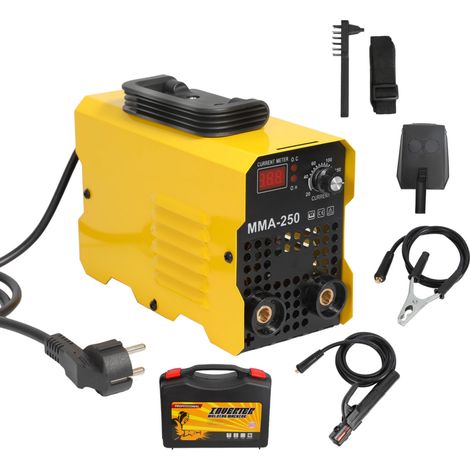 Machine à souder onduleur - Mini poste à souder MMA250 - Poste à Souder industrielle - Électrodes 1,6‑3,2mm - 220V - 20-250A - Jaune (1/5)