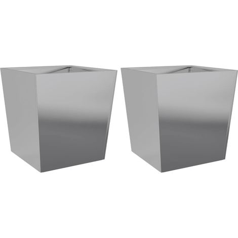 Vaso per fioriera aiuola rialzata piante fiori giardino terrazze set da 2 50 x 50 x 50 cm acciaio zincato grigio 020038992