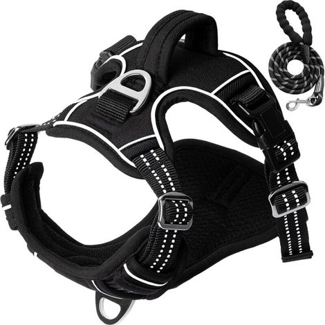 Harnais pour chiens, harnais anti-traction, harnais de sécurité à traction, petits, grands et moyens chiens, harnais de poitrine, légèrement rembourré (S). (1/5)