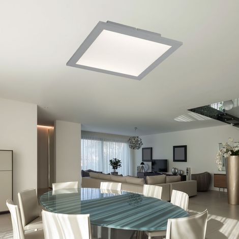LED Deckenpanel Alu Deckenleuchte dimmbar Flurlampe quadratisch silber, 20W 1140Lm warmweiß, L 30 cm