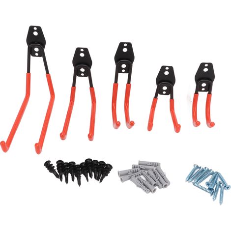5 Pièces/ensemble 40kg Garage Stockage Double Crochets Robuste Support Mural Porte-Vélo Cintre pour RV Sous-Sol Chaise Échelle VéloOrange (1/5)