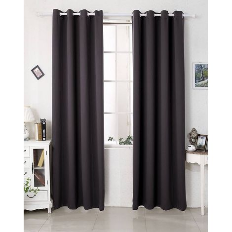 WOLTU Tenda Oscurante per Finestre con Occhielli per Camera da Letto. 2 Pannelli Antracite ,Tenda senza cinghie