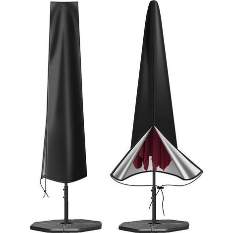 Housse de Parasol Protection - Imperméable Housses pour Parasols de Jardin Robuste - Anti-UV Bache Parasol Droit avec Fermeture Éclair Patio Protege pour Parasol de 200 à 300 cm (1/4)