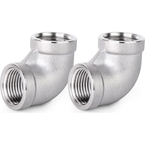 2 pièces en acier inoxydable 304 connecteurs coudés à 90 degrés, raccords de tuyauterie BSP femelles 3/4 "x 3/4" (1/5)