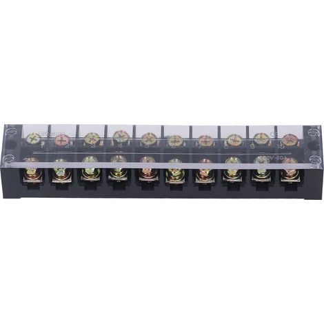 Bornier à double rangée haute intensité 60A 600V 10 positions avec couvercle pour distribution électrique (6010) (1/5)