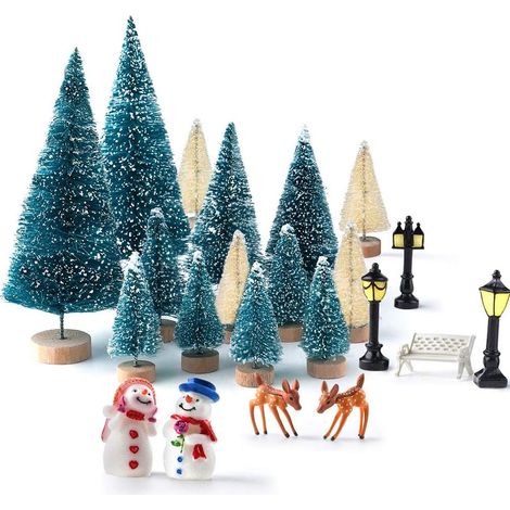 31 Pcs Mini Arbres De Noël Modèle Neige Givre Arbres Bouteille Brosse en Plastique Hiver Ornements Plateau Pour La Fête De Noël Bricolage Home Decor (1/5)