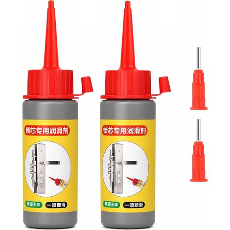 Poudre de Graphite, Graphite Serrure, Lubrifiant Sec 2 x 60 ml, Poudre Graphite pour Serrures de Porte et Voiture, Gonds, Glissières de Fenêtre, Anti-Gel et Sans Huile (1/5)