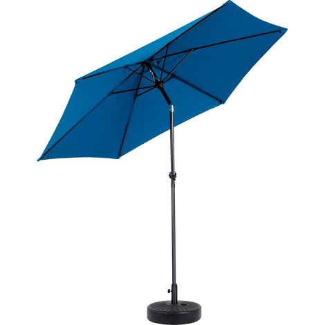Double parasol rectangulaire extérieur 2,7m, manivelle, bleu (pied non inclus) (1/5)