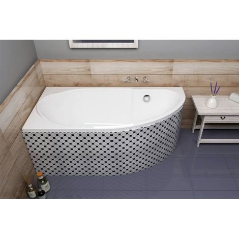 ECOLAM Baignoire d'angle acrylique Miki Polimat 145x85cm version gauche  pieds siphon + silicone  Belle forme Aspect moderne original produit (1/5)