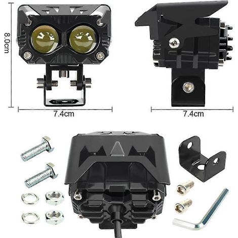 1 par de focos LED de 60 W con doble lente para motocicletas, faros antiniebla auxiliares, regalo para mamá () (1/4)