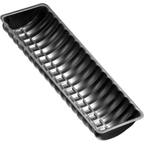 Molde para pasteles con forma de tronco, molde rectangular, molde para repostería, molde para tronco, molde para pasteles, acero inoxidable, negro, 31 x 12 x 4 cm (1/4)
