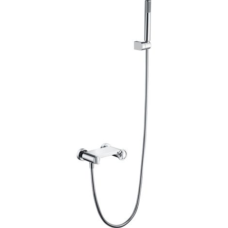 IMEX Duschset mit Einhebelmischer Messingkörper verchromte Oberfläche 180 cm verstärkter Stahlflexschlauch ABS-Halterung und runder Brausekopf Keramikkartusche Ø35 mm – OLIMPO (1/3)