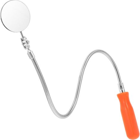 Miroir D'inspection Rond Lumière LED Intégrée, Acier Inoxydable et Verre, Poignée Télescopique, pour Réparation Automobile et Tâches D'inspection (1/5)