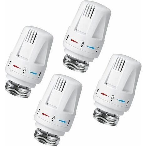 -Lot de 4 Tête Thermostatique Connectée Vanne Thermostatique Accessoire, Tete Thermostatique Radiateur, Tête de Remplacement de Vanne de Radiateur pour le Thermostat M30 x 1.5 White (1/5)