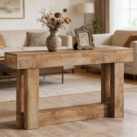 Table d’appoint 2 niveaux style campagnard console table chevet table basse meuble bois design rustique rangement intérieur