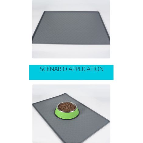 Alfombrilla para comederos de gatos y perros: comedero de silicona impermeable para mascotas que evita derrames de comida y agua en el suelo (1/5)