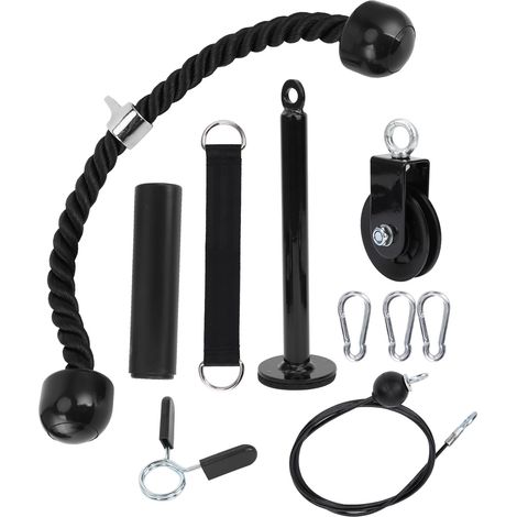 Lot de 2 sangles de traction à poulie double, équipement de musculation pour bras, triceps et force (1/5)