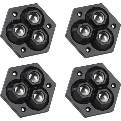 Roulettes pour petits meubles, lot de 4, poulie mobile pivotante à 360 degrés, adaptées aux petits meubles, noires (1/5)